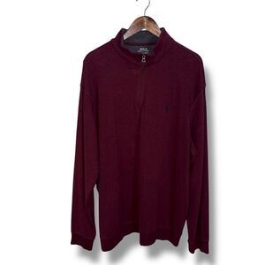 Burgundy Red Polo Ralph Lauren 1/4 Zip Sweater Size XXL